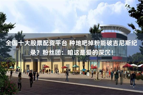 全国十大股票配资平台 种地吧掉粉能破吉尼斯纪录?粉丝团:咱这是爱的深沉!