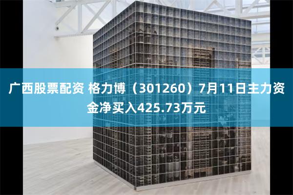 广西股票配资 格力博（301260）7月11日主力资金净买入425.73万元