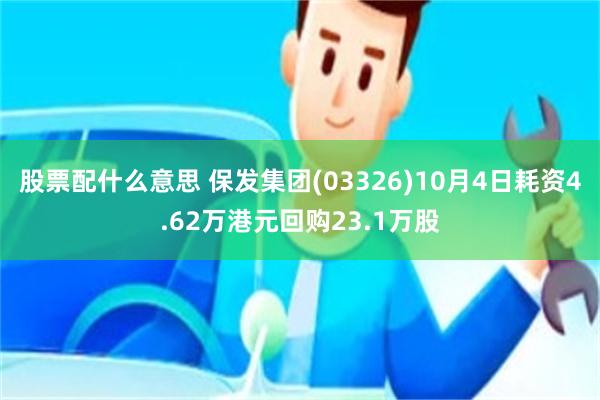 股票配什么意思 保发集团(03326)10月4日耗资4.62万港元回购23.1万股