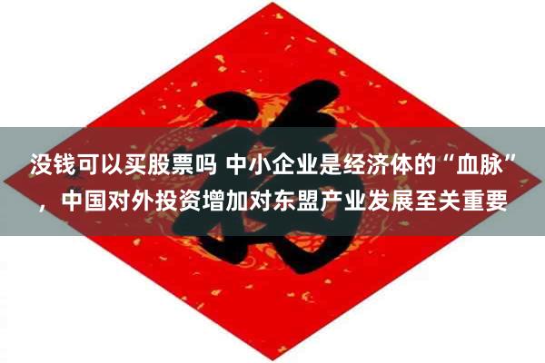 没钱可以买股票吗 中小企业是经济体的“血脉”,中国对外投资增加对东盟产业发展至关重要