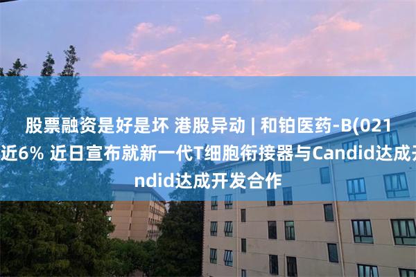 股票融资是好是坏 港股异动 | 和铂医药-B(02142)再涨近6% 近日宣布就新一代T细胞衔接器与Candid达成开发合作