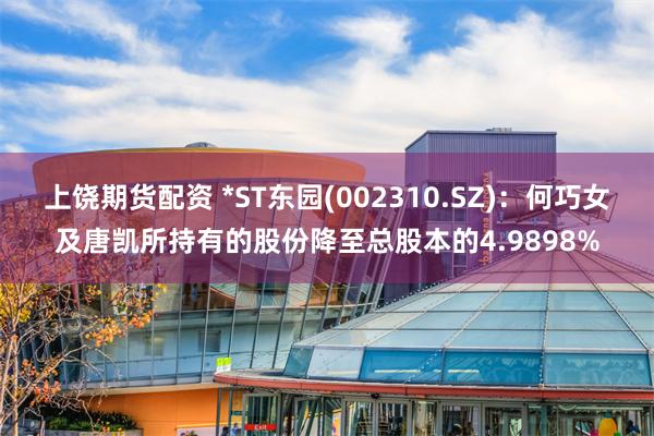 上饶期货配资 *ST东园(002310.SZ)：何巧女及唐凯所持有的股份降至总股本的4.9898%