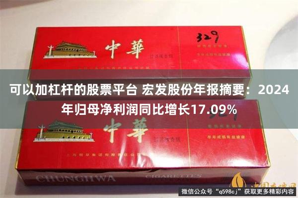 可以加杠杆的股票平台 宏发股份年报摘要：2024年归母净利润同比增长17.09%
