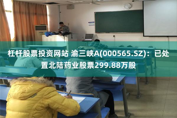 杠杆股票投资网站 渝三峡A(000565.SZ)：已处置北陆药业股票299.88万股